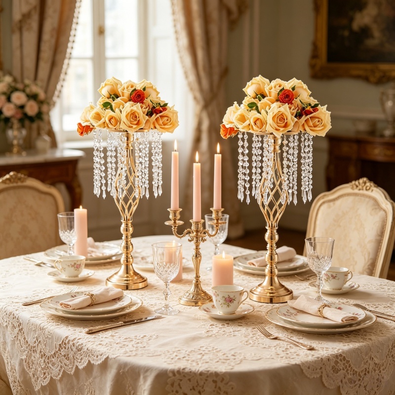 Elegant Tall Gold Crystal Flow – Florist Supply Vases recenzja i cena