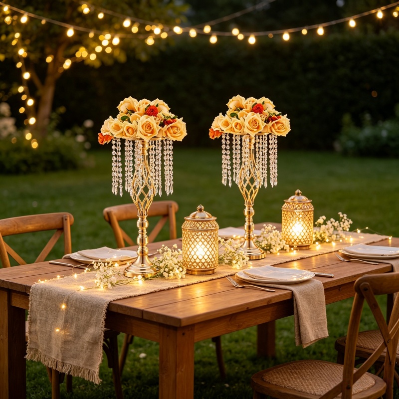 Elegant Tall Gold Crystal Flow – Florist Supply Vases recenzja i cena