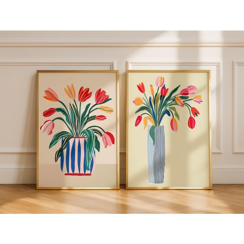 2pcs Tulip Flowers Canvas Wall – Florist Supply Vases recenzja i cena