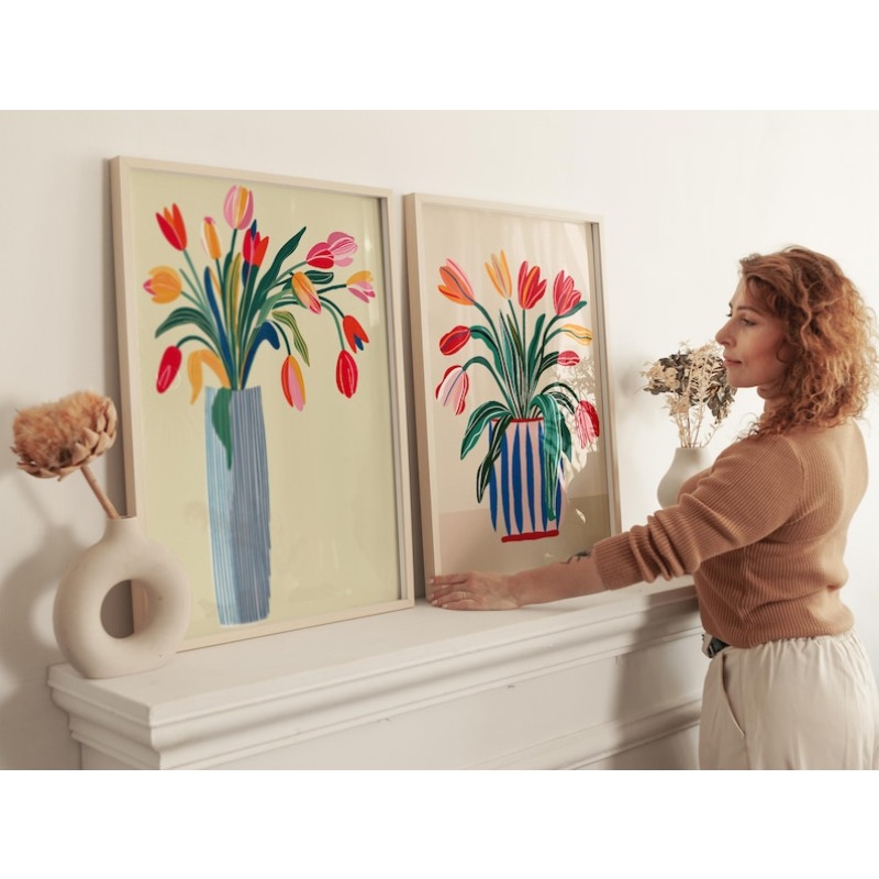 2pcs Tulip Flowers Canvas Wall – Florist Supply Vases recenzja i cena