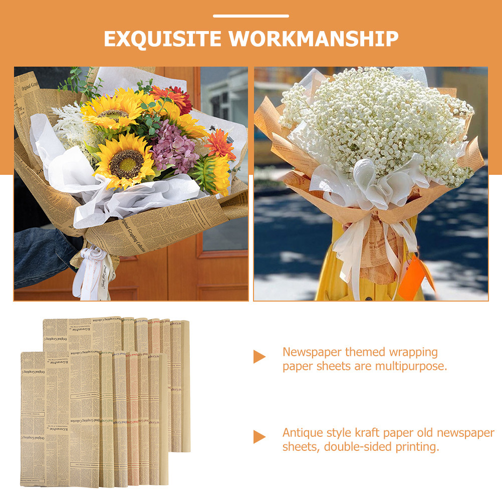 20 Sheets Vintage Newspaper Fl – Flower Wrap Kraft recenzja i cena